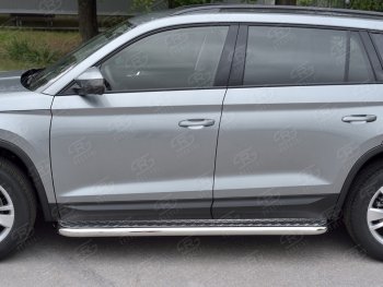 28 899 р. Широкая защита порогов с трубой диаметром 63 мм SLITKOFF v1 Skoda Kodiaq NU7 дорестайлинг (2017-2021)  с доставкой в г. Тольятти. Увеличить фотографию 3