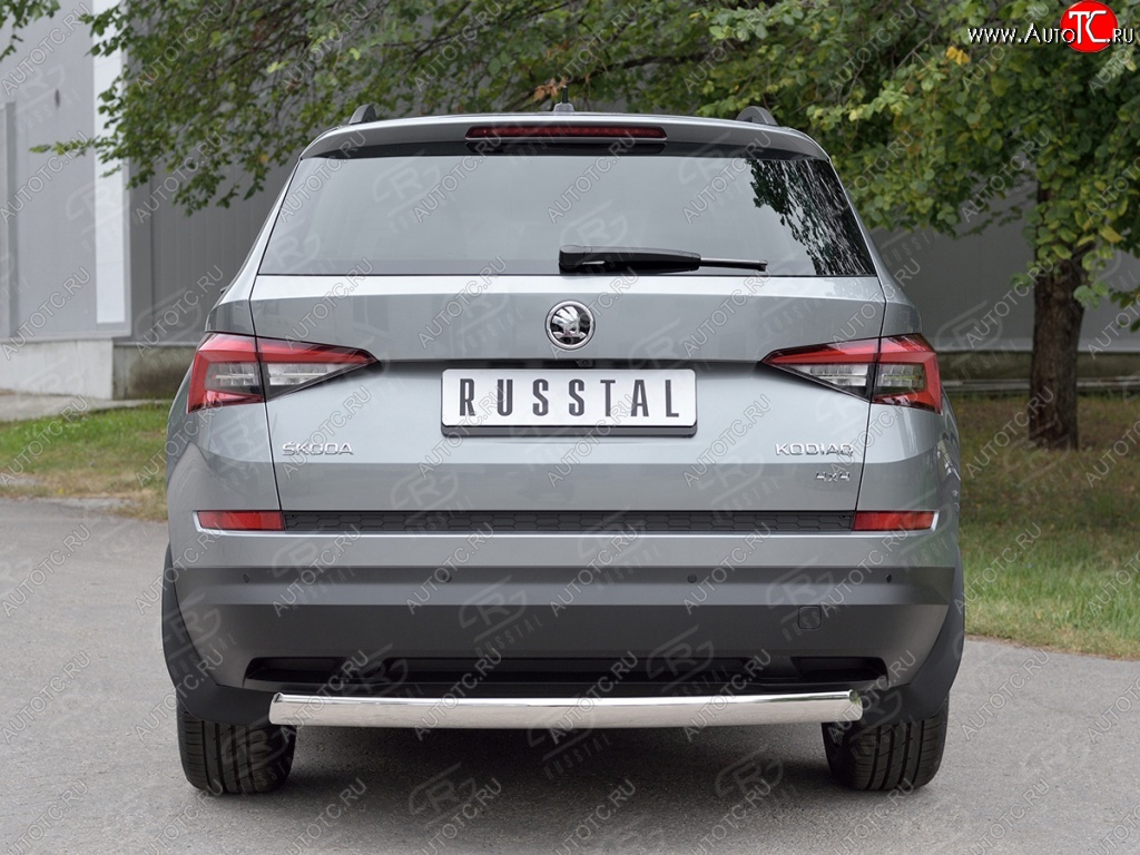 9 649 р. Защита заднего бампера d75х42 дуга Russtal  Skoda Kodiaq  NU7 (2017-2021) дорестайлинг  с доставкой в г. Тольятти