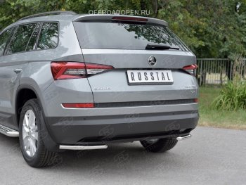 13 849 р. Защита заднего бампера (Ø42 мм, уголки, нержавейка) SLITKOFF Skoda Kodiaq NU7 дорестайлинг (2017-2021)  с доставкой в г. Тольятти. Увеличить фотографию 3