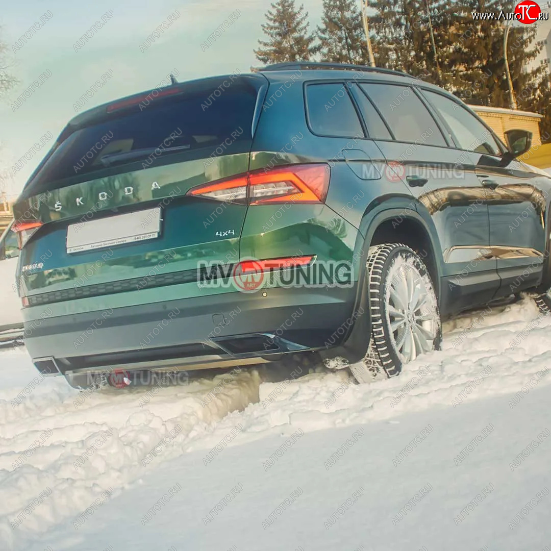 4 199 р. Имитация насадок глушителя MV-Tuning  Skoda Kodiaq  NU7 (2017-2021) дорестайлинг (Неокрашенные)  с доставкой в г. Тольятти