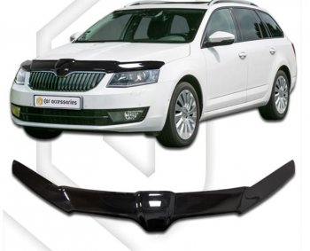 Дефлектор капота CA-Plastiс exclusive Skoda (Шкода) Octavia (Октавия)  A7 (2012-2017) A7 дорестайлинг лифтбэк, дорестайлинг универсал