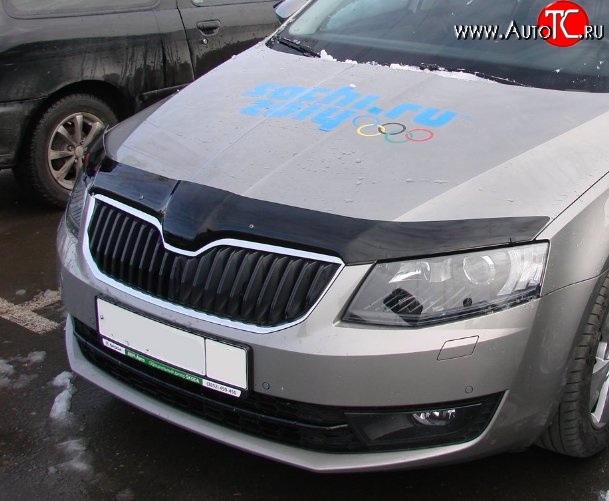 3 199 р. Дефлектор капота NovLine Skoda Octavia A7 дорестайлинг лифтбэк (2012-2017)  с доставкой в г. Тольятти