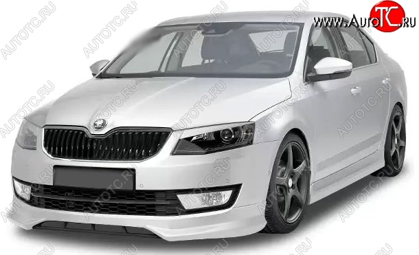 5 999 р. Накладка на передний бампер CT Skoda Octavia A7 дорестайлинг лифтбэк (2012-2017) (Неокрашенная)  с доставкой в г. Тольятти