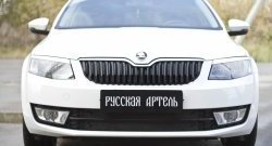 979 р. Зимняя заглушка решетки переднего бампера РА Skoda Octavia A7 рестайлинг универсал (2016-2020)  с доставкой в г. Тольятти. Увеличить фотографию 2