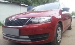 2 399 р. Сетка на бампер Russtal (хром) Skoda Rapid NH3 дорестайлинг лифтбэк (2012-2017)  с доставкой в г. Тольятти. Увеличить фотографию 4