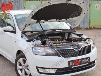 2 969 р. Упор капота MV-Tuning (одинарный) Skoda Rapid NH3 дорестайлинг лифтбэк (2012-2017)  с доставкой в г. Тольятти. Увеличить фотографию 2