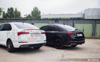 4 199 р. Имитация насадок глушителя RS Style MV-Tuning  Skoda Rapid  MK2 (2019-2025) (SILVER (серебро))  с доставкой в г. Тольятти. Увеличить фотографию 3