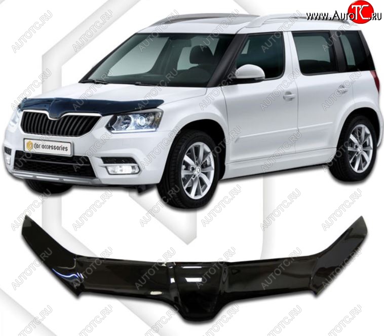 2 699 р. Дефлектор капота CA-Plastiс exclusive  Skoda Yeti (2013-2018) (Classic черный, Без надписи)  с доставкой в г. Тольятти