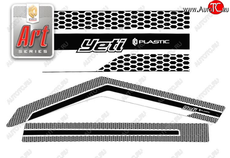 2 289 р. Дефлектора окон CA-Plastic  Skoda Yeti (2009-2013) (Серия Art черная)  с доставкой в г. Тольятти