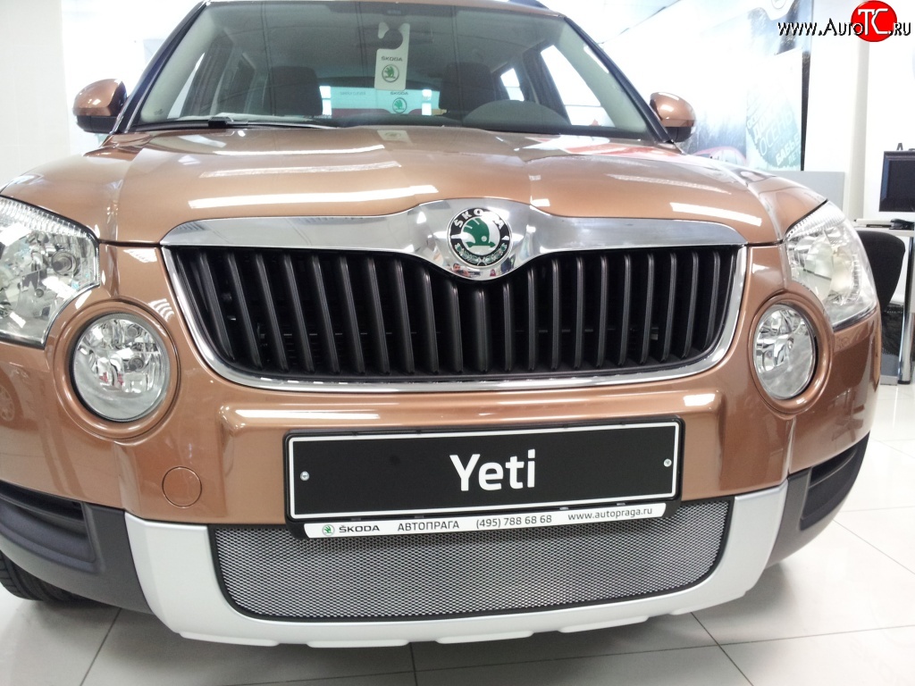 2 199 р. Сетка на бампер Russtal (хром) Skoda Yeti (2009-2013)  с доставкой в г. Тольятти