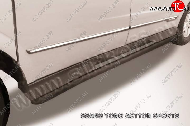 10 949 р. Защита порогов Slitkoff SSANGYONG Actyon Sport (2012-2025) (Цвет: серебристый)  с доставкой в г. Тольятти