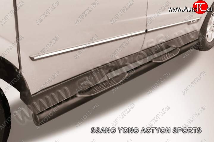 11 999 р. Защита порогов Slitkoff SSANGYONG Actyon Sport (2012-2025) (Цвет: серебристый)  с доставкой в г. Тольятти