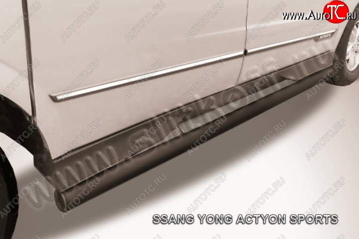 10 349 р. Защита порогов Slitkoff SSANGYONG Actyon Sport (2012-2025) (Цвет: серебристый)  с доставкой в г. Тольятти