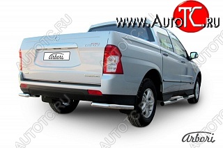 6 722 р. Защита заднего бампера Arbori SSANGYONG Actyon Sport (2012-2025)  с доставкой в г. Тольятти