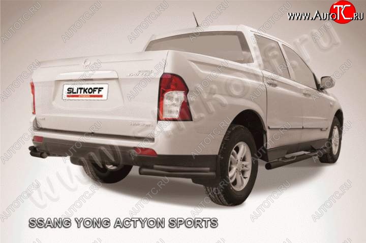 5 949 р. Уголки d57+d42 двойные SSANGYONG Actyon Sport (2012-2025) (Цвет: серебристый)  с доставкой в г. Тольятти