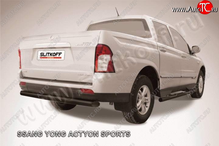 6 949 р. Защита задняя Slitkoff SSANGYONG Actyon Sport (2012-2025) (Цвет: серебристый)  с доставкой в г. Тольятти