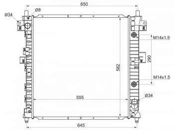 Радиатор двигателя (пластинчатый, МКПП/АКПП) SAT SSANGYONG Actyon Sport (2012-2025)
