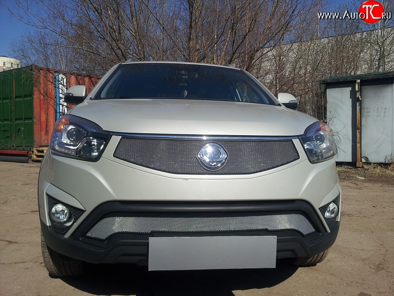 1 539 р. Нижняя сетка на бампер Russtal (хром)  SSANGYONG Actyon (2013-2021) рестайлинг  с доставкой в г. Тольятти