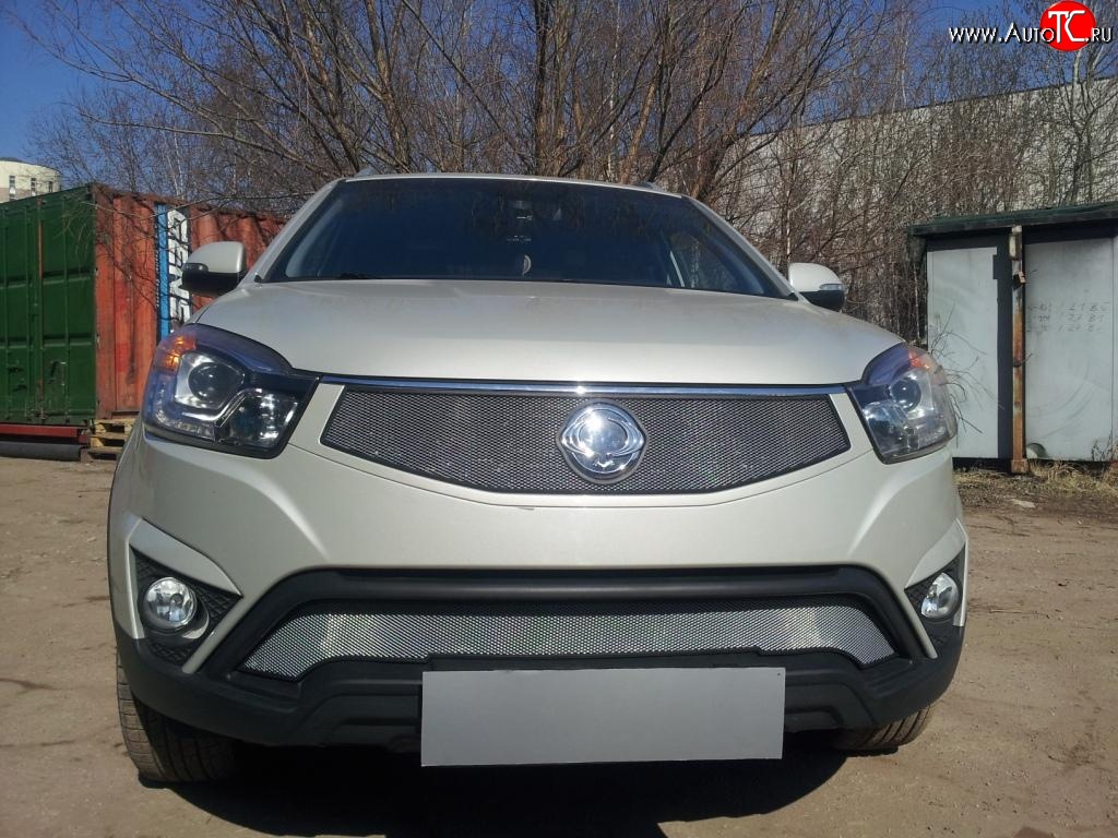 1 539 р. Верхняя сетка на бампер Russtal (хром)  SSANGYONG Actyon (2013-2021) рестайлинг  с доставкой в г. Тольятти