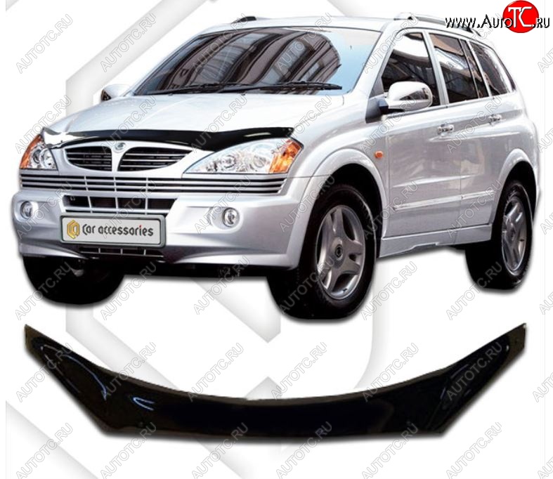 2 289 р. Дефлектор капота (exclusive ) CA-Plastiс  SSANGYONG Kyron (2005-2016) дорестайлинг, рестайлинг (серия Classic черный, Без надписи)  с доставкой в г. Тольятти