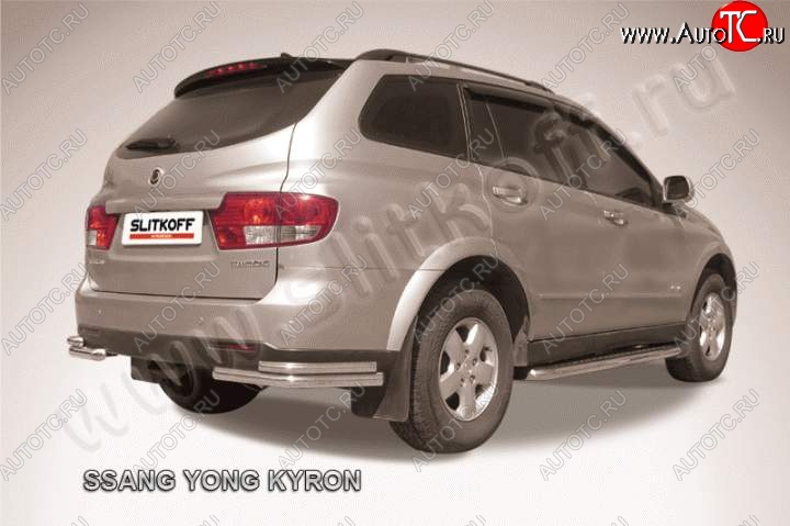 6 899 р. Уголки d57+d42 двойные SSANGYONG Kyron дорестайлинг (2005-2007) (Цвет: серебристый)  с доставкой в г. Тольятти