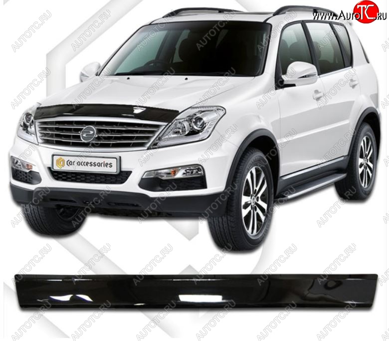 1 889 р. Дефлектор капота CA-Plastiс  SSANGYONG Rexton  Y290 (2012-2017) (Classic черный, Без надписи)  с доставкой в г. Тольятти