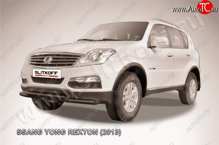 9 999 р. Защита переднего бампер Slitkoff SSANGYONG Rexton Y290 (2012-2017) (Цвет: серебристый)  с доставкой в г. Тольятти