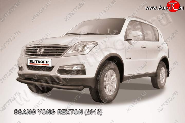 8 999 р. Защита переднего бампер Slitkoff SSANGYONG Rexton Y290 (2012-2017) (Цвет: серебристый)  с доставкой в г. Тольятти