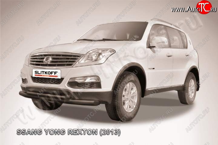 10 999 р. Защита переднего бампер Slitkoff SSANGYONG Rexton Y290 (2012-2017) (Цвет: серебристый)  с доставкой в г. Тольятти