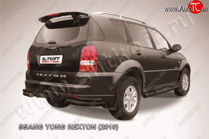 8 199 р. Уголки d76+d42 двойные SSANGYONG Rexton Y250 (2006-2012) (Цвет: серебристый)  с доставкой в г. Тольятти