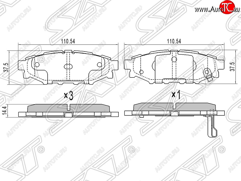 1 049 р. Колодки тормозные SAT (задние) Subaru Forester SJ рестайлинг (2016-2019)  с доставкой в г. Тольятти