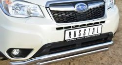 22 999 р. Защита переднего бампера (2 трубыØ63 мм, волна, нержавейка) SLITKOFF Subaru Forester SJ дорестайлинг (2012-2016)  с доставкой в г. Тольятти. Увеличить фотографию 2