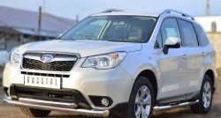 21 449 р. Защита переднего бампера (2 трубыØ76 и 63 мм, нержавейка) SLITKOFF Subaru Forester SJ дорестайлинг (2012-2016)  с доставкой в г. Тольятти. Увеличить фотографию 2