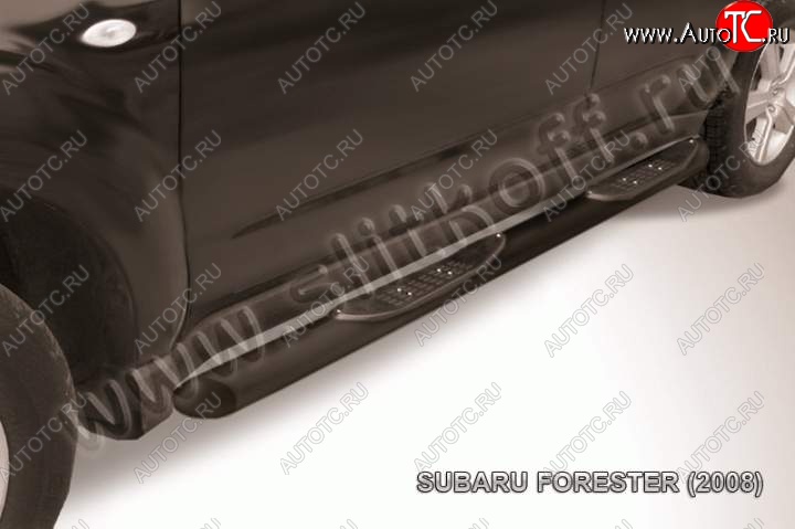 12 399 р. Защита порогов Slitkoff Subaru Forester SH (2008-2013) (Цвет: серебристый)  с доставкой в г. Тольятти