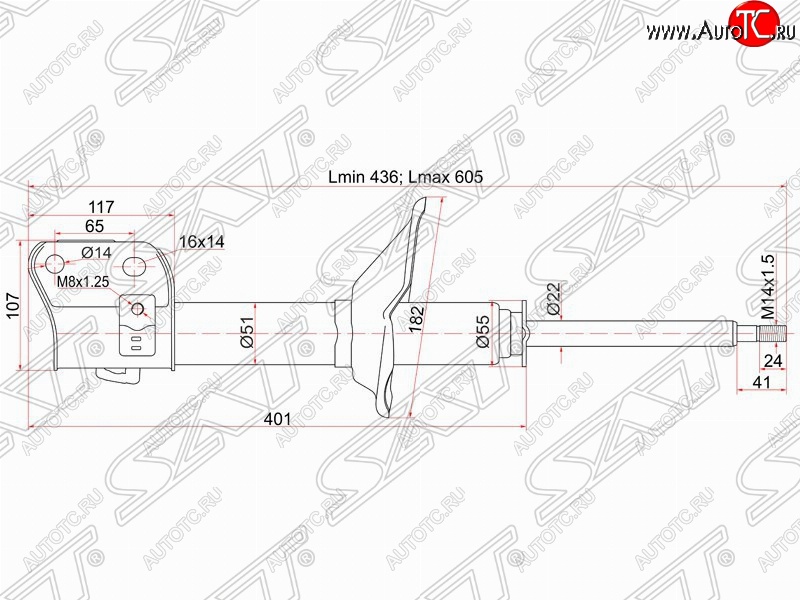 3 599 р. Правый амортизатор передний SAT Subaru Forester SF рестайлинг (2000-2002)  с доставкой в г. Тольятти