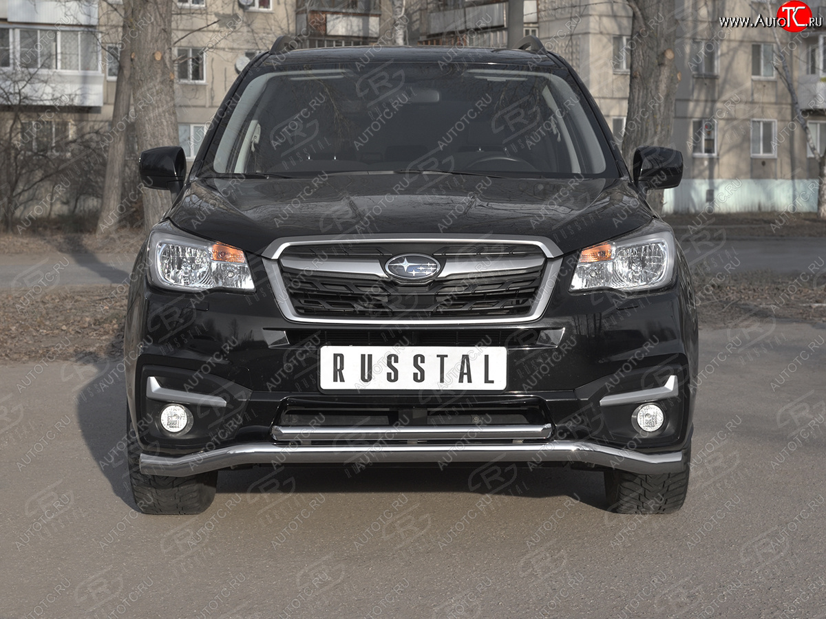 27 999 р. Защита переднего бампера (2 трубы Ø63 и 42 мм, нержавейка) SLITKOFF Subaru Forester SJ рестайлинг (2016-2019)  с доставкой в г. Тольятти