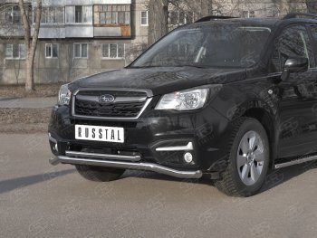 27 999 р. Защита переднего бампера (2 трубы Ø63 и 42 мм, нержавейка) SLITKOFF Subaru Forester SJ рестайлинг (2016-2019)  с доставкой в г. Тольятти. Увеличить фотографию 2