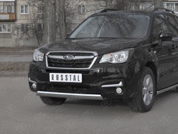 15 649 р. Защита переднего бампера (Ø75x42 мм, нержавейка) Russtal Subaru Forester SJ рестайлинг (2016-2019)  с доставкой в г. Тольятти. Увеличить фотографию 2