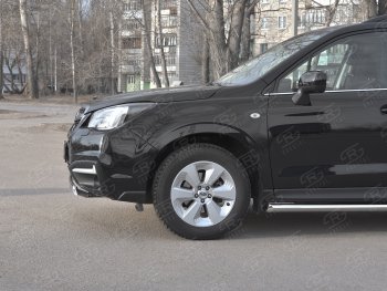 15 649 р. Защита переднего бампера (Ø75x42 мм, нержавейка) Russtal Subaru Forester SJ рестайлинг (2016-2019)  с доставкой в г. Тольятти. Увеличить фотографию 3