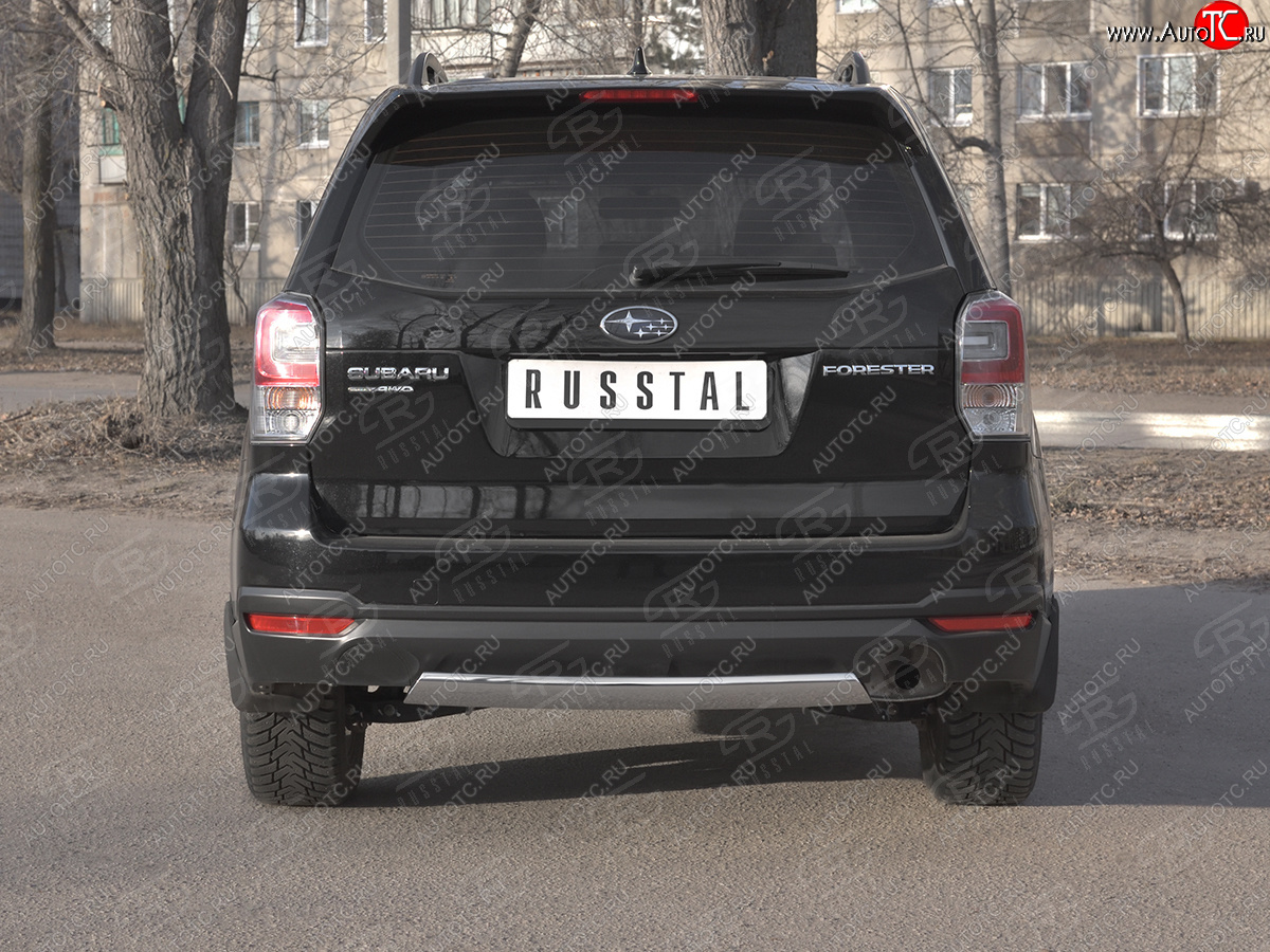 9 999 р. Защита заднего бампера (Ø75х42 мм, нержавейка) Russtal  Subaru Forester  SJ (2016-2019) рестайлинг  с доставкой в г. Тольятти