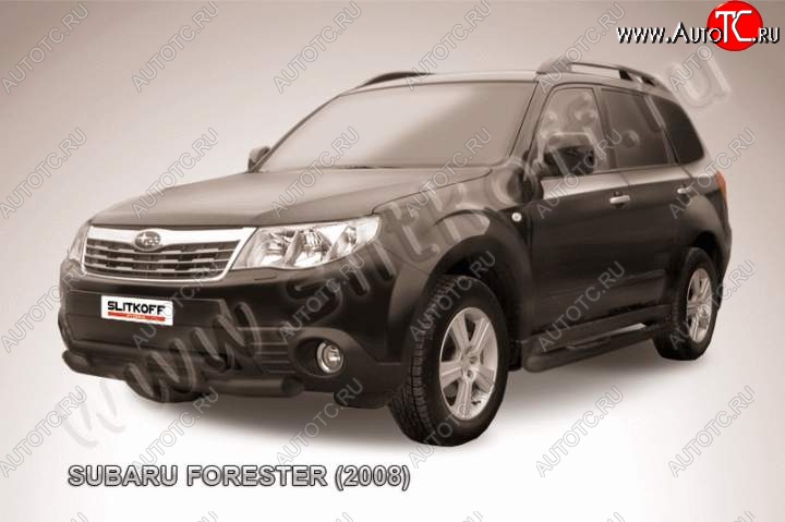 8 899 р. Защита переднего бампер Slitkoff Subaru Forester SH (2008-2013) (Цвет: серебристый)  с доставкой в г. Тольятти