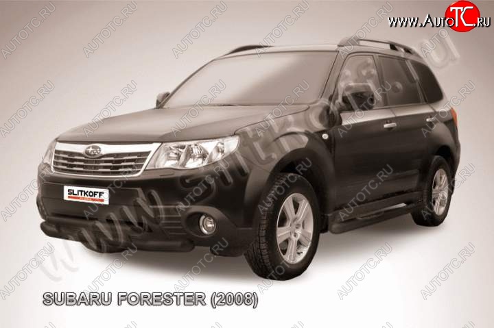 9 949 р. Защита переднего бампер Slitkoff Subaru Forester SH (2008-2013) (Цвет: серебристый)  с доставкой в г. Тольятти