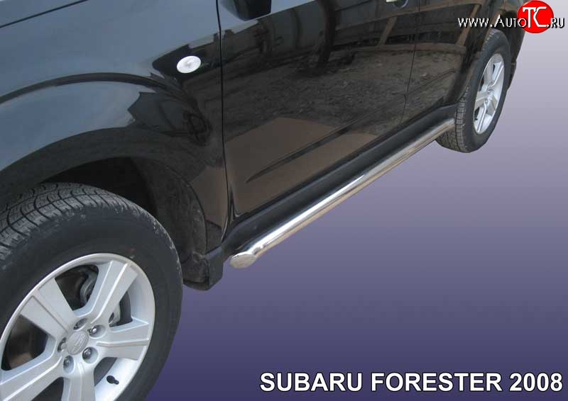 13 999 р. Защита порогов из круглой трубы диаметром 57 мм Slitkoff Subaru Forester SH (2008-2013) (Цвет: нержавеющая полированная сталь)  с доставкой в г. Тольятти