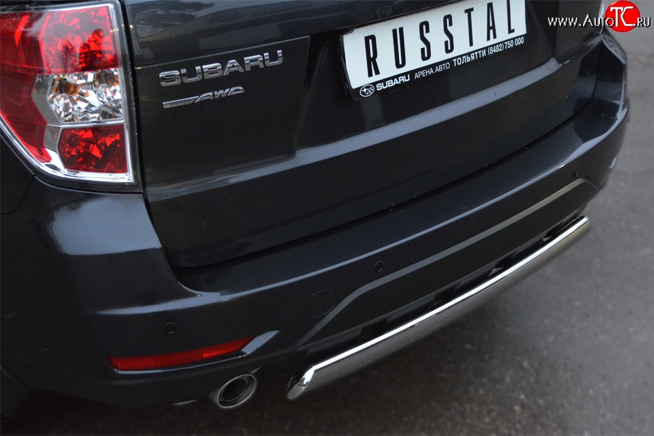 16 599 р. Защита заднего бампера (Ø75x42 мм, нержавейка) Russtal Subaru Forester SH (2008-2013)  с доставкой в г. Тольятти