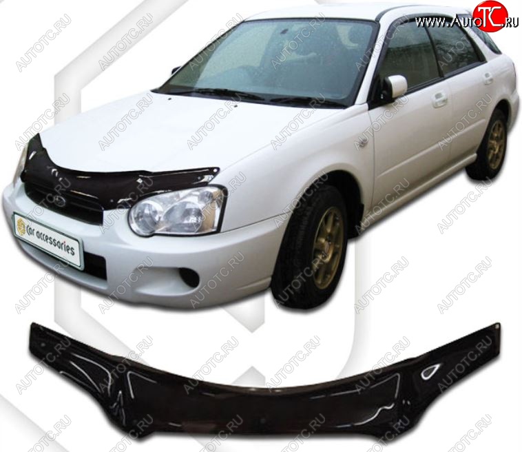 2 199 р. Дефлектор капота (GD2, GDA) CA-Plastiс  Subaru Impreza ( GD,  GG) (2002-2005) седан 1-ый рестайлинг, хэтчбэк 1-ый рестайлинг (Classic черный, Без надписи)  с доставкой в г. Тольятти