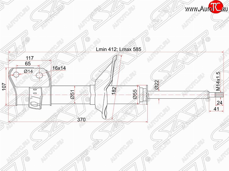 3 699 р. Правый амортизатор передний SAT Subaru Impreza GC седан (1992-2000)  с доставкой в г. Тольятти