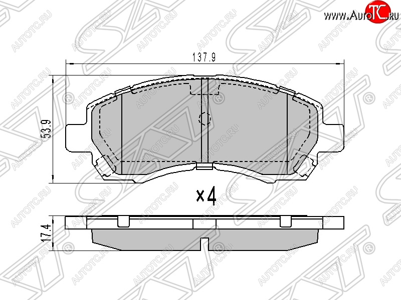 1 299 р. Колодки тормозные SAT (передние) Subaru Impreza GC седан (1992-2000)  с доставкой в г. Тольятти