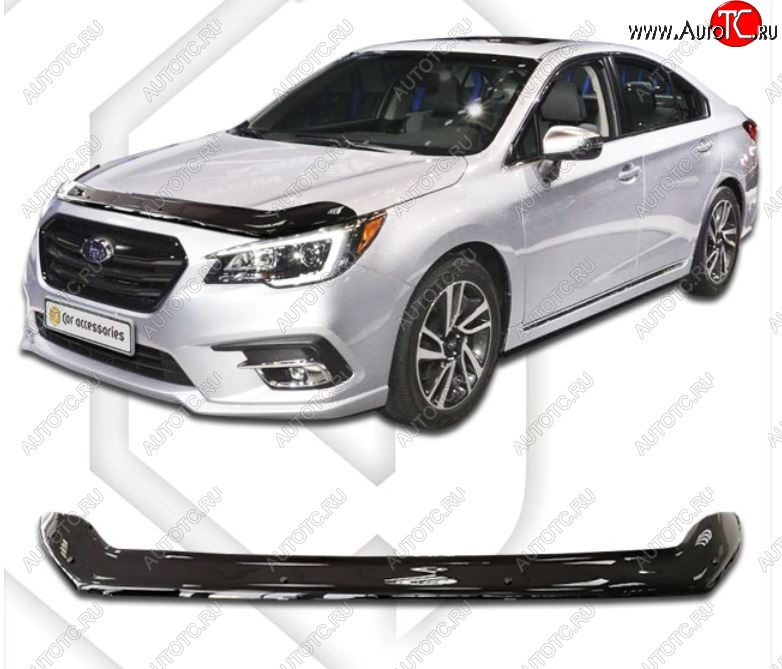 2 199 р. Дефлектор капота CA-Plastiс  Subaru Legacy  BN/B15 (2017-2025) рестайлинг седан (Classic черный, Без надписи)  с доставкой в г. Тольятти