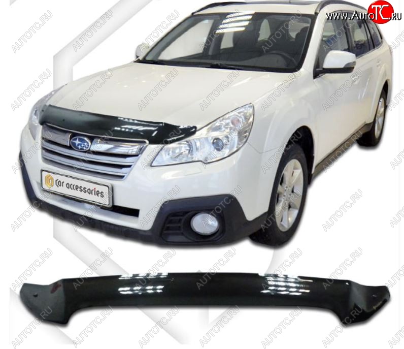 2 049 р. Дефлектор капота (USA) CA-Plastiс  Subaru Outback ( BR/B14,  BR,) (2009-2015) дорестайлинг универсал, B14)  рестайлинг универсал (Classic черный, Без надписи)  с доставкой в г. Тольятти