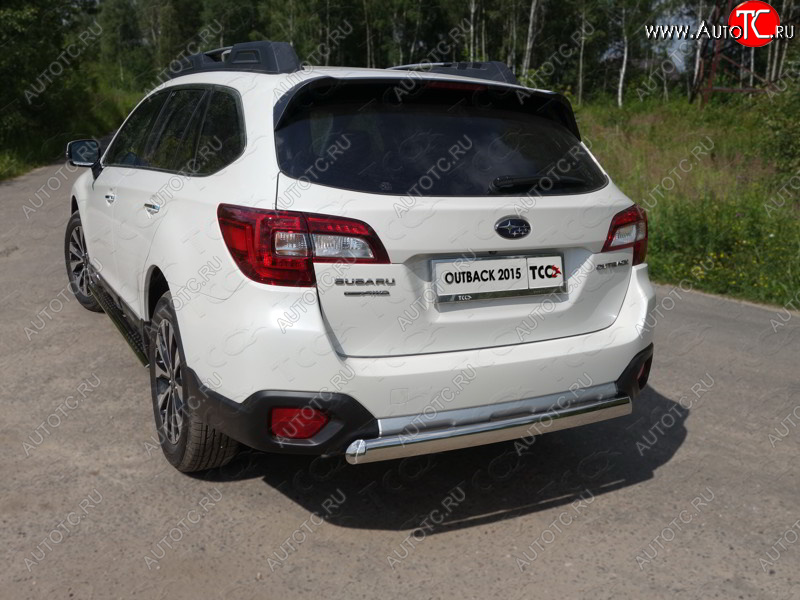 16 849 р. Защита заднего бампера (овальная) ТСС (нержавейка d 75х42 мм) Subaru Outback BS/B15 дорестайлинг универсал (2014-2018)  с доставкой в г. Тольятти